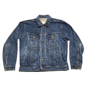 Vintage Wrangler Rugged Wear Denim Jacket Mens Large Button-Up Blue Jean Collar